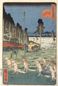 Fox-Fire At ?ji (34) (?ji Kitsunebi, 34) (színes fatömbnyomat) alkotó: Ando or Utagawa Hiroshige