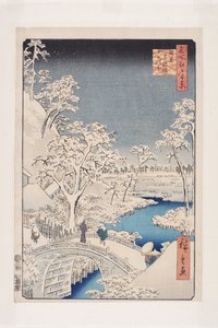 Meguro Dobhíd és Sunset Hill (Meguro Taikobashi Y?hinooka) (színes fatömbnyomat) alkotó: Ando or Utagawa Hiroshige