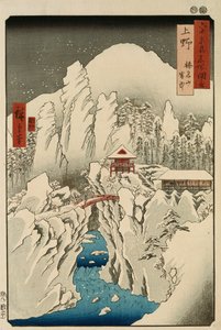 A Haruna-hegy Snow-ban, Ueno tartományban, a "Híres helyek kilátásai a hatvan páratlan tartományban" sorozatból alkotó: Ando or Utagawa Hiroshige