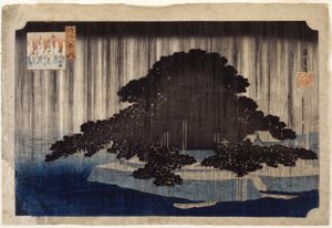 Night Rain At Karasaki (színes fatömbnyomat) alkotó: Ando or Utagawa Hiroshige