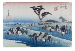 No. 40 Chiryu - Lovasvásár kora nyáron, Edo-korszak, 1833-34 körül (fametszet, papír) alkotó: Ando or Utagawa Hiroshige