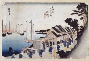 Shinagawa (színes fatömbnyomat) alkotó: Ando or Utagawa Hiroshige