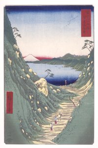 Shiojiri-hágó Shinano tartományban (Shinano Shiojirit?ge) (színes fatömbnyomat) alkotó: Ando or Utagawa Hiroshige