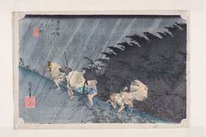 Sh?no: Driving Rain (Sh?no, hakuu) (színes fatömbnyomat) alkotó: Ando or Utagawa Hiroshige