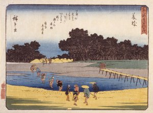 Station 23, Fujieda (színes fatömbnyomat) alkotó: Ando or Utagawa Hiroshige