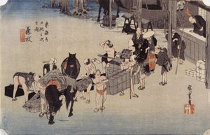 Station 23, Fujieda (színes fatömbnyomat) alkotó: Ando or Utagawa Hiroshige