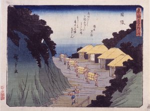 Station 26, Nissaka (színes fatömbnyomat) alkotó: Ando or Utagawa Hiroshige