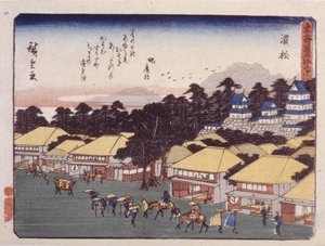 Station 30, Hamamatsu (színes fatömbnyomat) alkotó: Ando or Utagawa Hiroshige