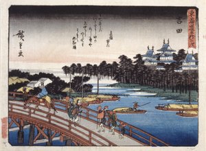 Station 35, Yoshida; Kyoka Tokaido Series (colour woodblock print) alkotó: Ando or Utagawa Hiroshige