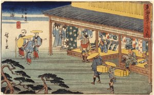 Station 41, Narumi (színes fatömbnyomat, ceruza) alkotó: Ando or Utagawa Hiroshige