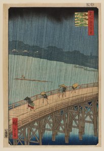 Hirtelen zápor a Shin Ohashi híd és az Atake felett alkotó: Ando or Utagawa Hiroshige