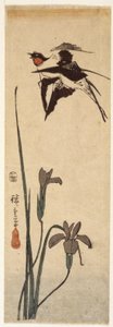 Fecskék és írisz (színes fatömbnyomat) alkotó: Ando or Utagawa Hiroshige