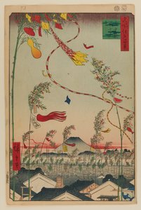 A virágzó város, Tanabata Fesztivál alkotó: Ando or Utagawa Hiroshige