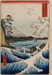 A tenger a Satta partjainál Suruga tartományban", a "The Thirty-Six Views of Mount Fuji" sorozatból alkotó: Ando or Utagawa Hiroshige