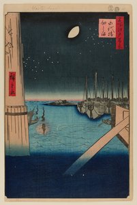 Tsukudajima az Eitai hídról alkotó: Ando or Utagawa Hiroshige