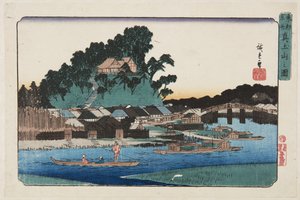 Matsuchiyama kilátása (Matsuchiyama no zu) (színes fatömbnyomat) alkotó: Ando or Utagawa Hiroshige