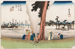 Winter View, Hamamatsu, a "The Fifty-Three Stations of The Tokaido" sorozatból, 1834 körül alkotó: Ando or Utagawa Hiroshige