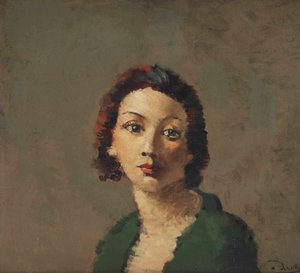 A vörös hajú a zöld fűzőben alkotó: Andre Derain