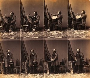 Lepualle festő portréja: hat vágatlan cartes de visite lap (f/w fotó) alkotó: Andre Adolphe Eugene Disderi