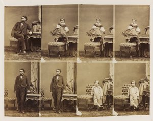 Portrék ülő 41494: Doktor Magnan és fia és lánya, 1861 körül (albumnyomat (8 vágatlan névjegykártya)) alkotó: Andre Adolphe Eugene Disderi