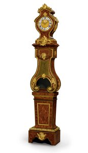 Regence negyed feltűnő regulátor, Thuret tétele, 1720 körül (ormolu-ra szerelve, Boulle sárgaréz berakású, kékre színezett kürt és királyfa) (lásd még: 469018)