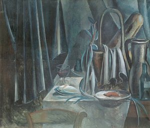 Csendélet kenyérkosárral, kancsóval és borospohárral alkotó: Andre Derain