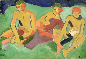Három figura ül a fűben (olaj, vászon) alkotó: Andre Derain