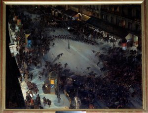 La charge, Boulevard Montmartre Tüntetések színtere Párizsban. Andre Devambez (1867-1944) festménye 1901 V. 1,27 x 1,62 m. Párizs, Musee d