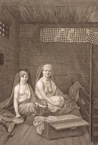 A nyilvános táncosok, a II. kötetből: "Egyiptom leírása" jelmezek és portrék, vésette Jean Baptiste Massard, kocsma. Napóleon parancsára, 1822