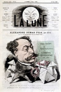 Gill képregényrajza Alexandre Dumas Filsről. „” La Lune”” címlap, 1867.03.24. alkotó: Andre Gill