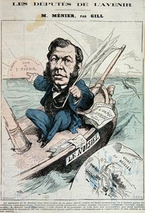 Emile-Justin Menier (1826-81) (színes litó) alkotó: Andre Gill