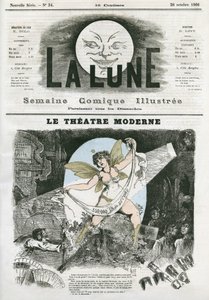 Le Theatre Moderne Párizsban. Gill karikatúrája a „La Lune”-ban, október 28 alkotó: Andre Gill