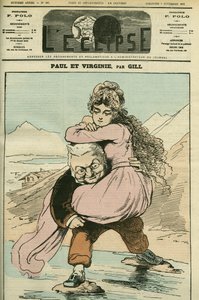 Adolphe Thiers (1797-1877) francia történész és politikus portréja, akit a „Paul et Virginie” (Köztársaság) képvisel. Borító a Gill „” L