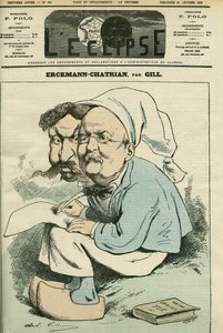 Alexandre Chatrian (1826-1890) és Emile Erckmann (1822-1899), Erckmann-Chatrian néven ismert portréja, francia regényírók duója. Borító a Gill „” L