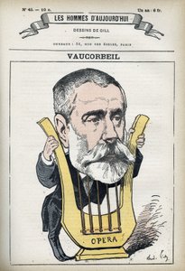 Auguste Emmanuel Vaucorbeil (1821-1884), francia zeneszerző és a Párizsi Opera igazgatója portréja. Gill, Párizs rajzfilmje. alkotó: Andre Gill