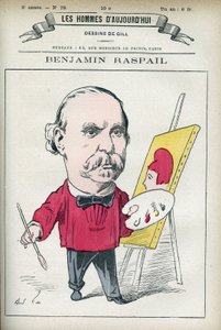 Benjamin Raspail (1823-1899) francia festő és politikus portréja, ő volt a július 14-ét nemzeti ünneppé nyilvánító törvény kidolgozója. Gill, Párizs rajzfilmje. alkotó: Andre Gill