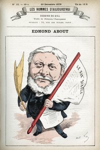 Edmond About (1828-1885) francia regényíró, drámaíró és művészeti kritikus portréja. Gill, Párizs rajzfilmje. alkotó: Andre Gill