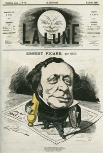 Ernest Picard (1821-1877) francia újságíró és jogász portréja. Gill rajzfilmje a „La Lune”-ban, július 21 alkotó: Andre Gill