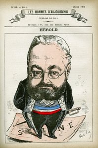 Ferdinand Herold (1828-1882) francia politikus portréja. Gill karikatúrája, Párizs. alkotó: Andre Gill