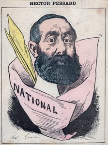 Hector Pessard francia újságíró és Andre Gill „Le National” című karikatúrájának tulajdonosa, Párizs „Les Hommes d