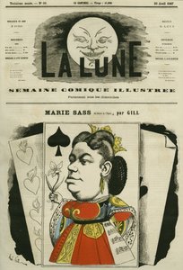 Marie Sass, az Operaszínház énekesnőjének portréja. Gill rajzfilmje a „La Lune”-ban, április 28 alkotó: Andre Gill