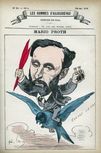Mario Proth (1832-1891) francia író, irodalomkritikus és publicista portréja. Gill, Párizs rajzfilmje. alkotó: Andre Gill