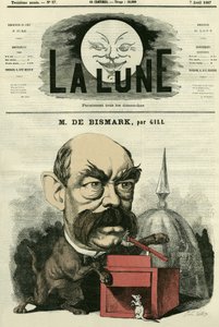 Otto von Bismarck (1815-1898), német kancellár portréja. Gill rajzfilmje a „The Moon” című filmben, április 7 alkotó: Andre Gill