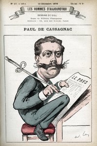 Paul Granier de Cassagnac (1842-1902) francia politikai újságíró portréja. Gill, Párizs rajzfilmje. alkotó: Andre Gill