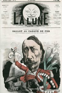 Sallot portréja, az úgynevezett „vassisak”. Gill karikatúrája a „La Lune”-ban, augusztus 4 alkotó: Andre Gill