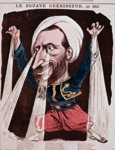 Jakab gyógyító arcképe, akit Jacobnak zouave-nak hívtak (metszet alkotó: Andre Gill