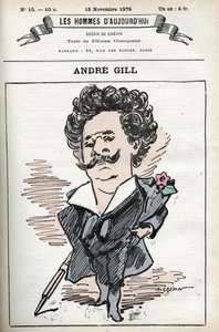 Andre Gill (1840-1885) francia karikaturista és illusztrátor önarcképe. Rajzfilm a „Mai férfiak” című filmben alkotó: Andre Gill