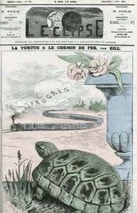 A teknős és a vasút, a vasút technológiai fejlődésének illusztrációja. Borító a „” L