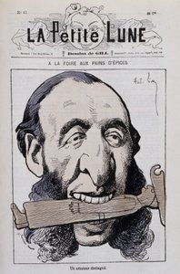 A mézeskalács vásár, jeles amatőr: Jules Ferry antiklerikális karikatúrája – A kis holdban”