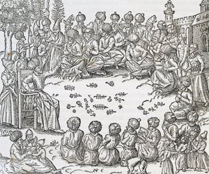 Törökök és arabok találkozása, Marokkó, metszet az Egyetemes Kozmológiából, Andre Thevet (1504-1592), Párizs alkotó: Andre Thevet